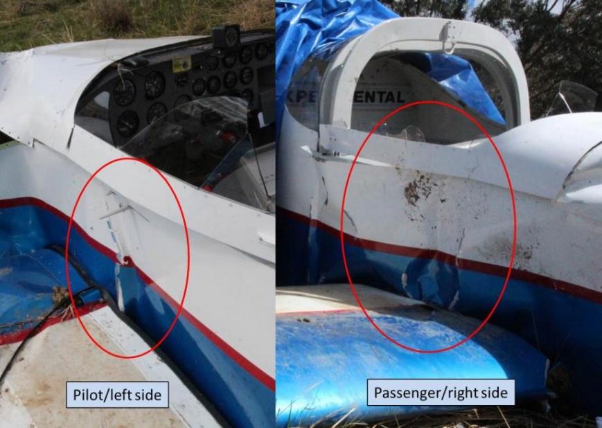 Figure 4: Cockpit region showing buckling alongside the left and right seats